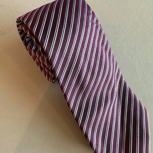 Hugo Boss Silk Neck Tie Burgundy /light Blue Stripe 3” Wide